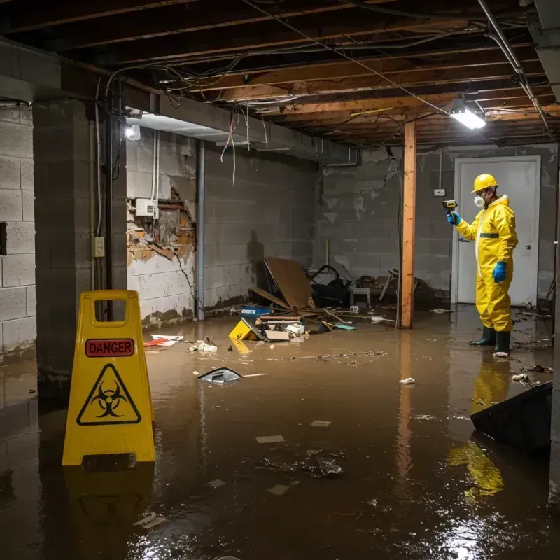 Flooded Basement Electrical Hazard in Bandon, OR Property